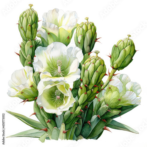watercolor Saguaro cactus blossom clipart, generative ai