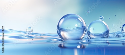 Cosmetic moisturizer displayed as a render with liquid bubbles on a water background