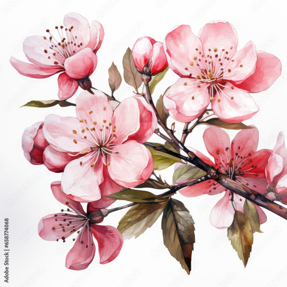watercolor Apple blossom clipart, generative ai