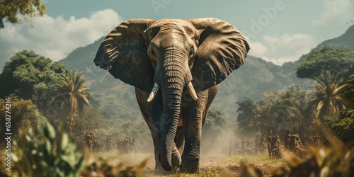 A image big elephant in wildlife, AI Generative