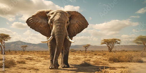 A image big elephant in wildlife, AI Generative