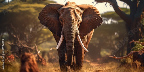 A image big elephant in wildlife, AI Generative