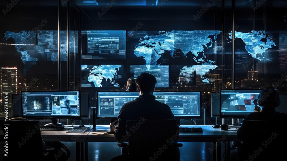 cyber security command center - obrazy, fototapety, plakaty 