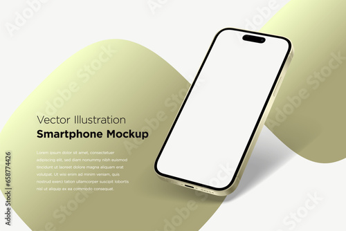 Modern mock up smartphone for presentation, information graphics, app display, perspective view, EPS vector format. (ID: 658774426)