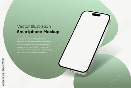 Modern mock up smartphone for presentation, information graphics, app display, perspective view, EPS vector format. (ID: 658774431)