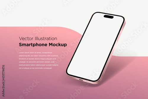 Modern mock up smartphone for presentation, information graphics, app display, perspective view, EPS vector format. (ID: 658774476)