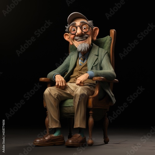 A caricature old grandfather, AI Generative