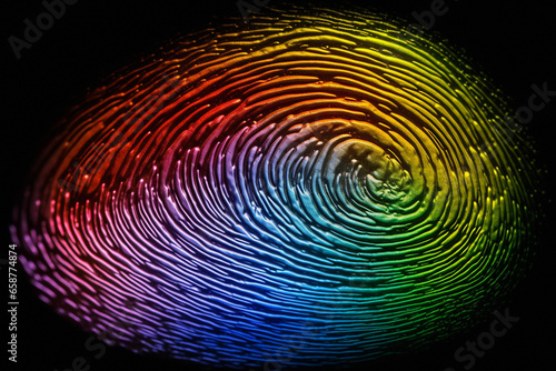 rainbow fingerprint, lgbtq and pride concept, AI generated illustration