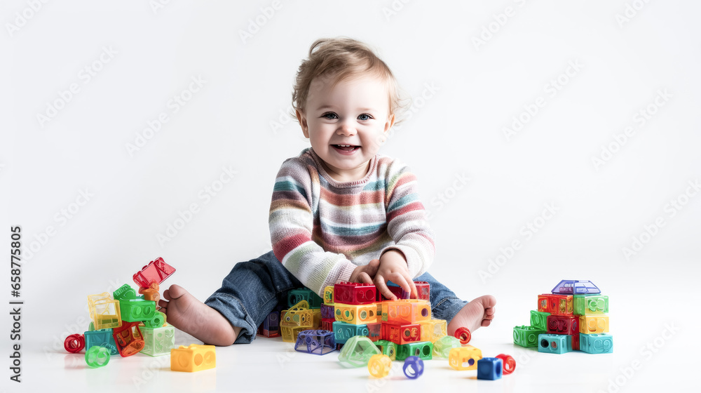 A child happily plays with their new toys, recently received as gifts. The colorful toys bring joy to the child's face. A child happily plays with their new toys, recently received as gifts. The colorful toys bring joy to the child's face.