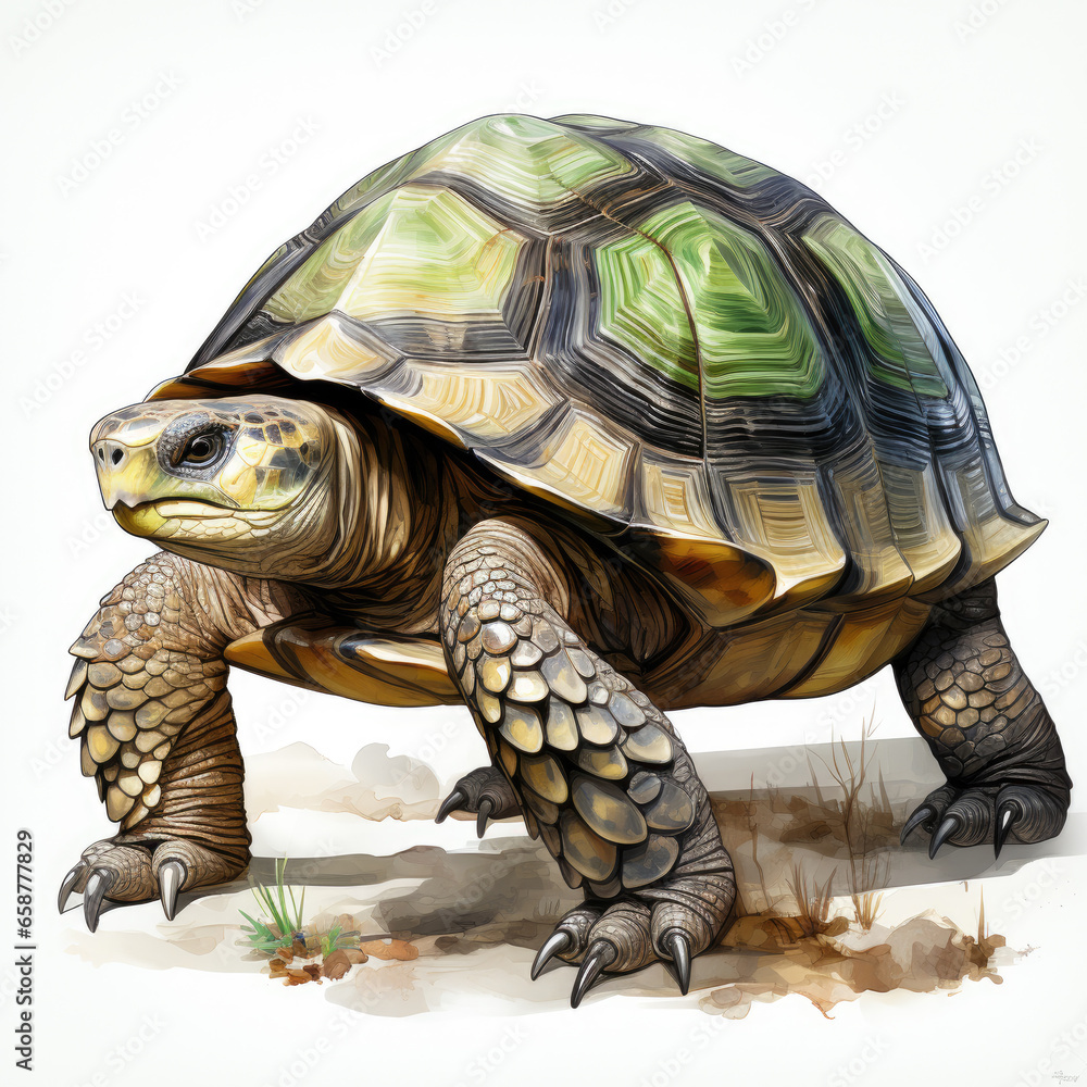 Fototapeta premium watercolor tortoise clipart, generative ai