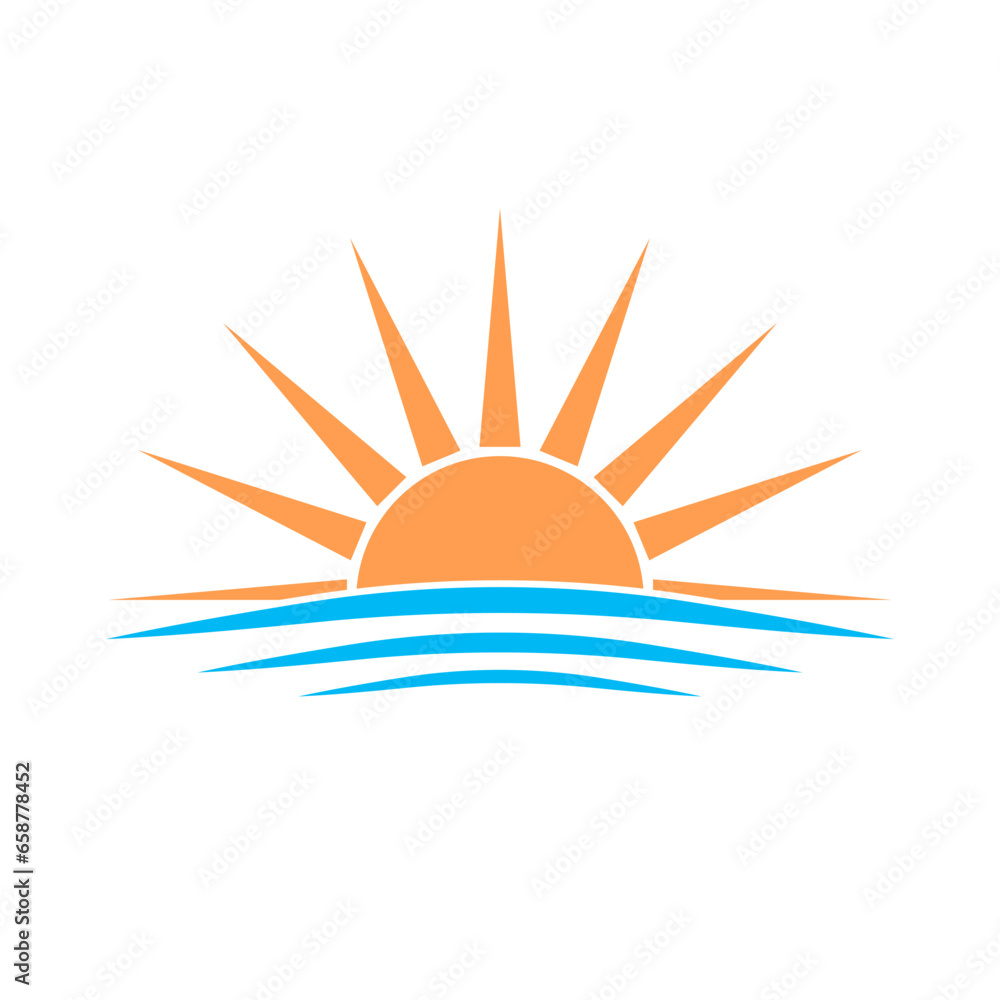 Sea and sunset icon. Vector. Sea and sunset icon. Vector.
