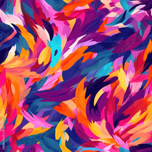 Colorful brush strokes abstract seamless pattern.