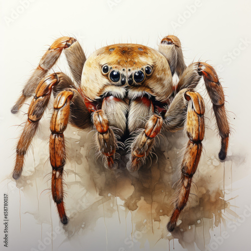 watercolor Spider clipart, generative ai