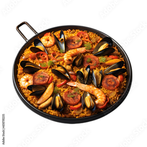 Paella isolated on transparent or white background, png
