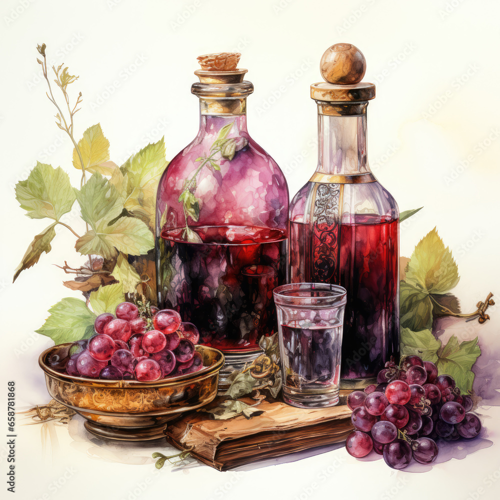watercolor alcohol clipart, generative ai watercolor alcohol clipart, generative ai