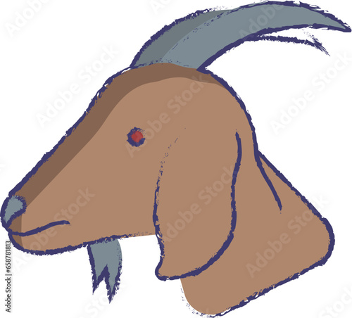 Goat face hand drawn vector illustration