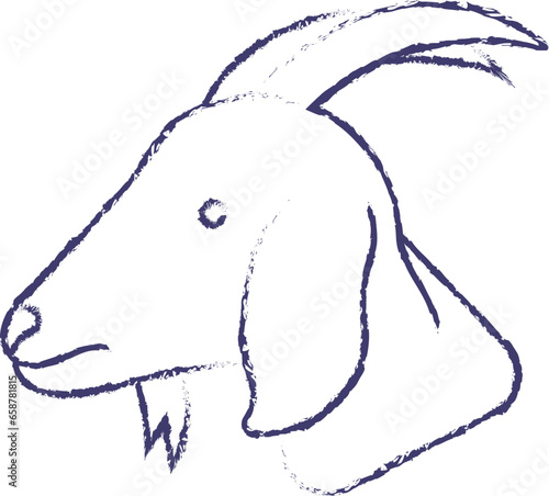 Goat face hand drawn vector illustration