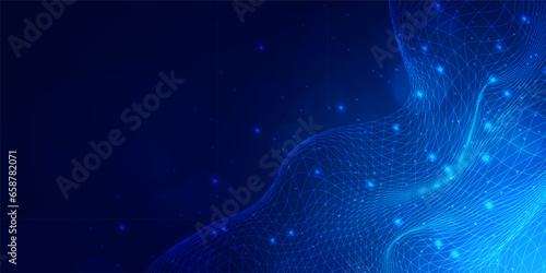 Abstract digital technology futuristic big data blue background, Cyber nano information communication, innovation future tech data, internet network connection, circuit board line dot illustration 3d
