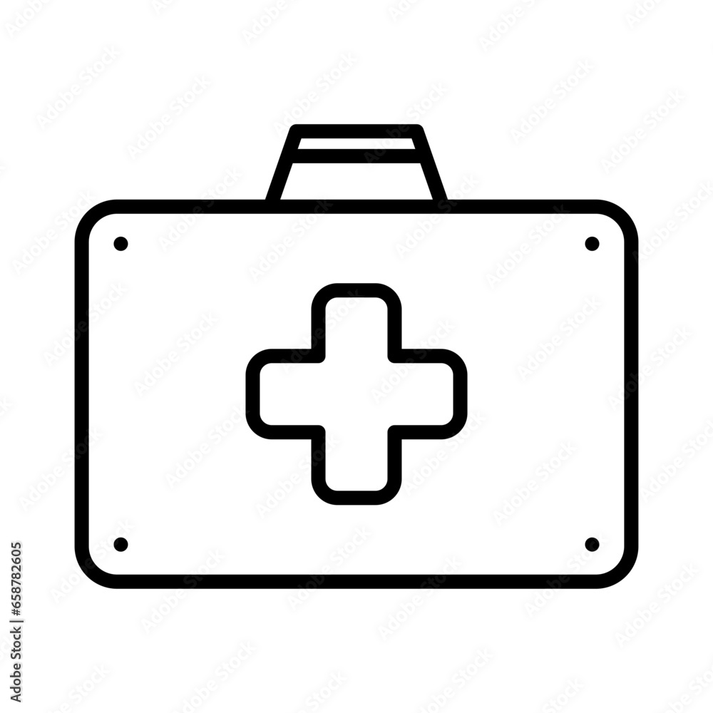 First aid bag icon. Medical equipment for emergencies First aid bag icon. Medical equipment for emergencies