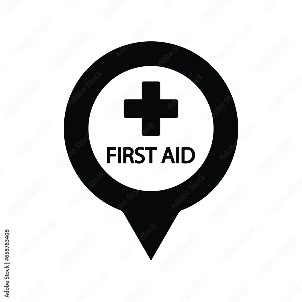 firs aid icon vector map pointer medical help icon firs aid icon vector map pointer medical help icon
