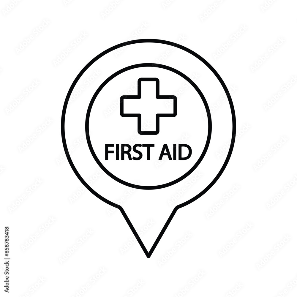 firs aid icon vector map pointer medical help icon firs aid icon vector map pointer medical help icon