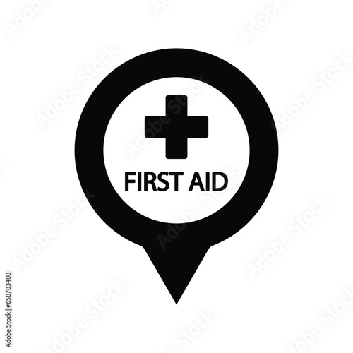 firs aid icon vector map pointer medical help icon 