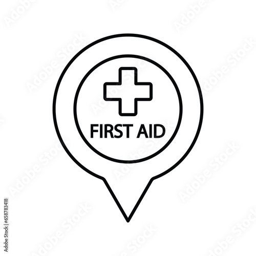 firs aid icon vector map pointer medical help icon 