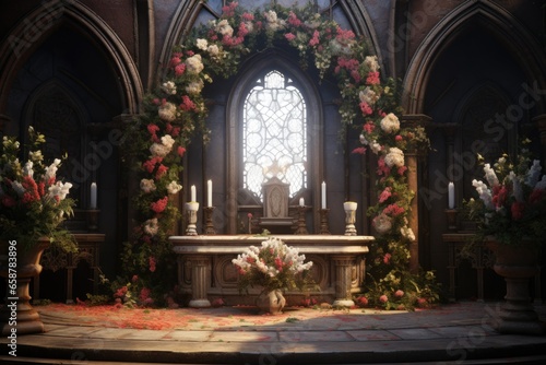 Wallpaper Mural A church adorned with beautiful flowers and flickering candles. Perfect for religious ceremonies and weddings. Torontodigital.ca