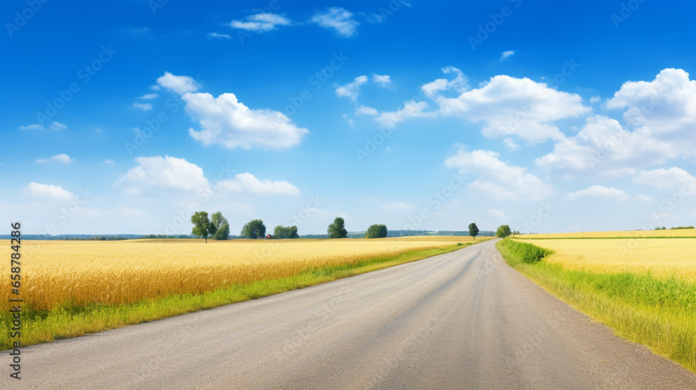rural steppe landscape with asphalt road rural steppe landscape with asphalt road