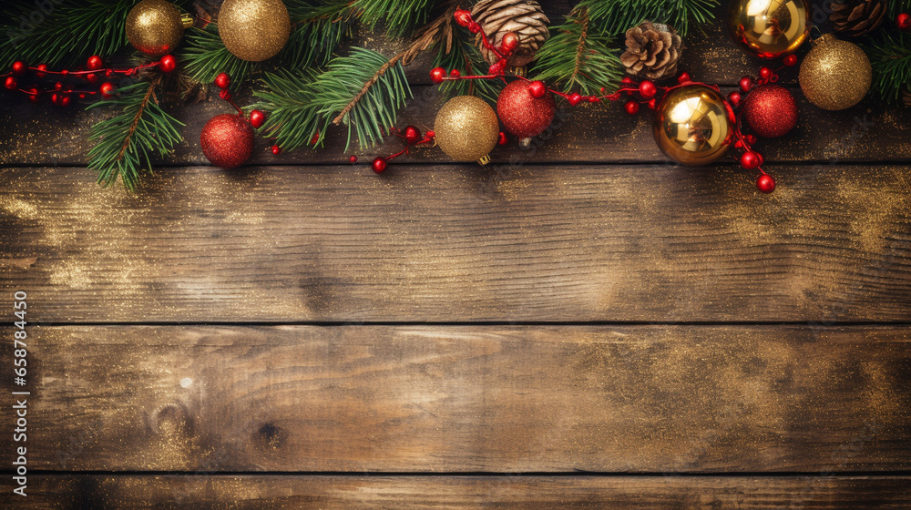Decorative Christmas garlands with free space for text. Extra wide background. Decorative Christmas garlands with free space for text. Extra wide background.