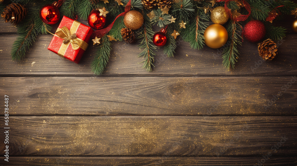 Decorative Christmas garlands with free space for text. Extra wide background. Decorative Christmas garlands with free space for text. Extra wide background.