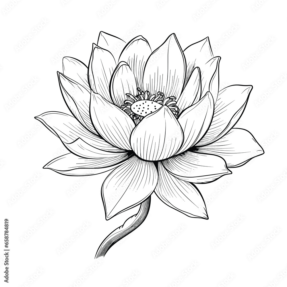 Fototapeta premium Hand Drawn Sketch Lotus Flower Illustration
