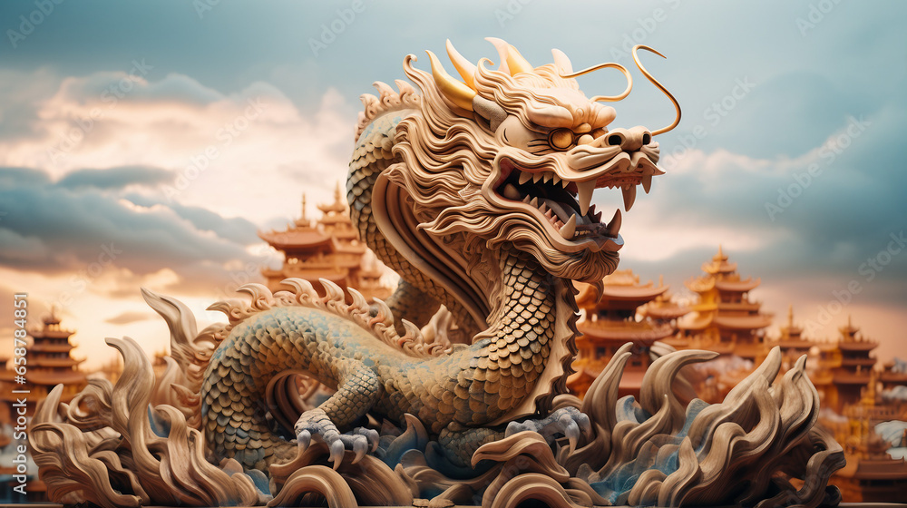 Obraz premium Dragon Dance under the 2024 Chinese New Year Sky