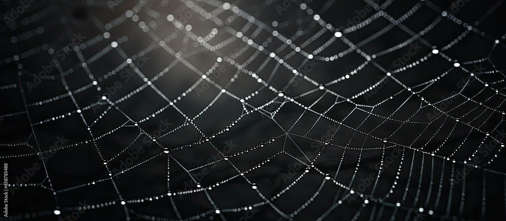 Naklejka premium Zoomed in view of spider s web With copyspace for text