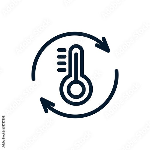 Climate control system concept, temperature change, air conditioning, refrigeration or heating. Vector icon isolated on white background.