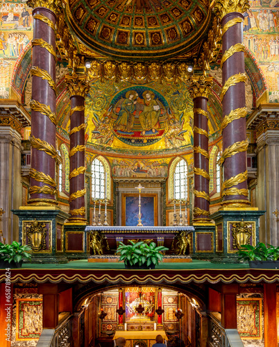 Interiors of Santa Maria Maggiore basilica in Rome, Italy