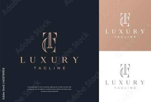 Photos TC or CT initial letter logo design concept