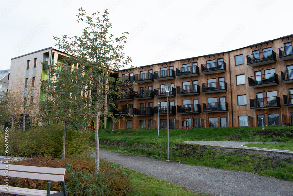 Fototapeta premium 6 Oktober, 2023. Kronandalen area in Lulea, Norrbotten Sweden. The area will be the newest and biggest residential area in Lulea.