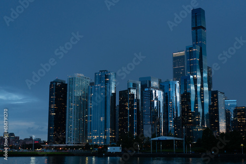 chicago night buildings