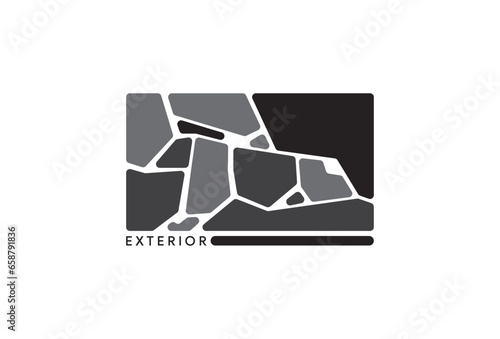Square stone symbol logo design vector template