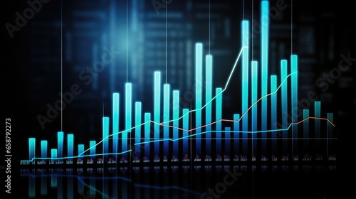 Sharp-focused line chart displaying upward trending data, showcasing bold and distinct lines. Accurate data points represent business growth, financial performance, and market analysis photo