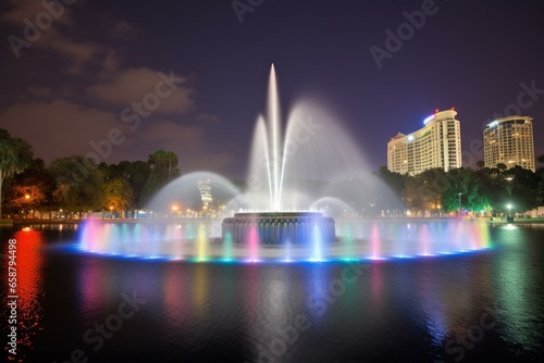Fountain in Orlando's Lake Eola. Generative AI