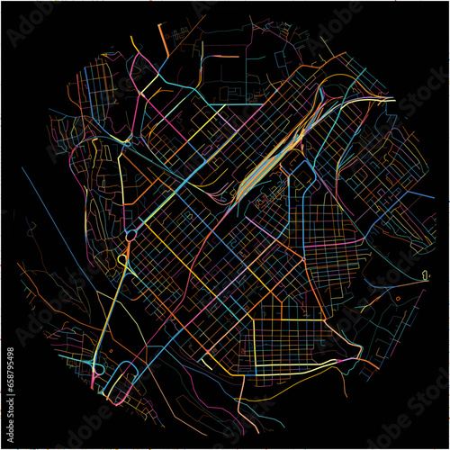 Colorful Map of Semey, East Kazakhstan Region with all major and minor roads.