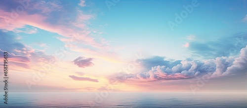 Gorgeous serene moment captured Sky clouds water ocean sunset With copyspace for text © 2rogan