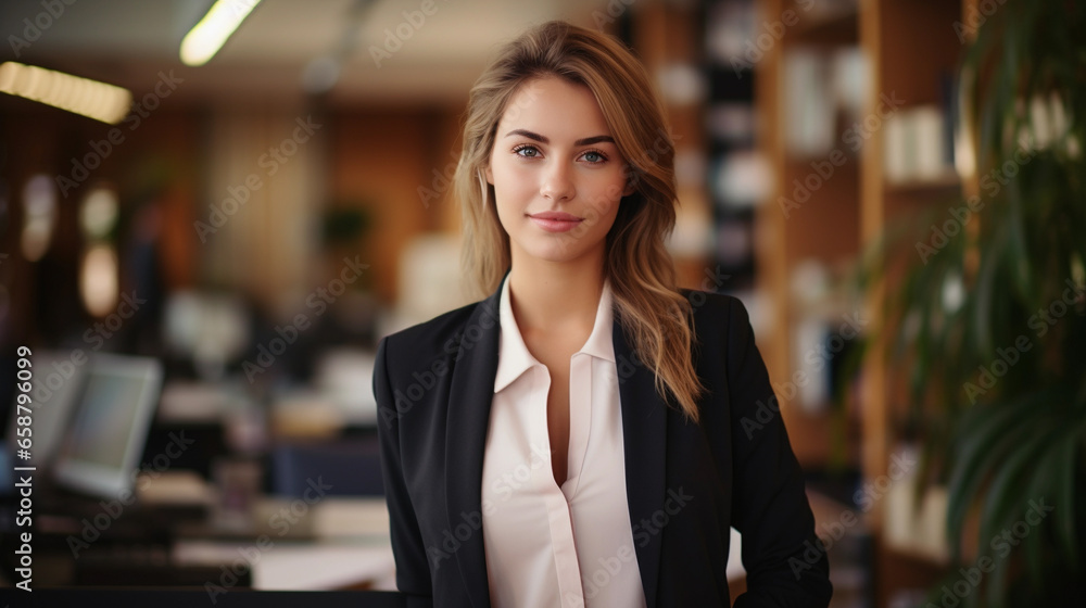 The image of a successful business woman in a work environment. The image of a successful business woman in a work environment.