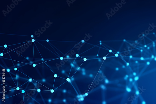 Nodes of Connection: White Dots on Abstract Blue Tech Background 