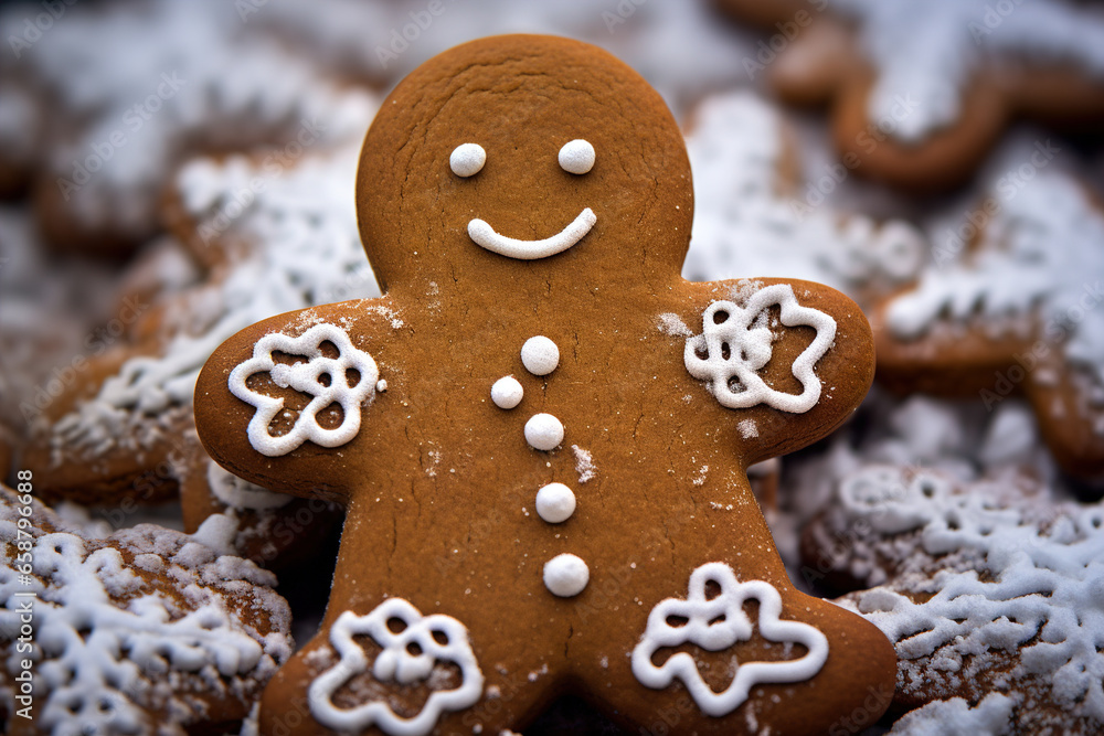 The gingerbread man lies on gingerbread. The gingerbread man lies on gingerbread.