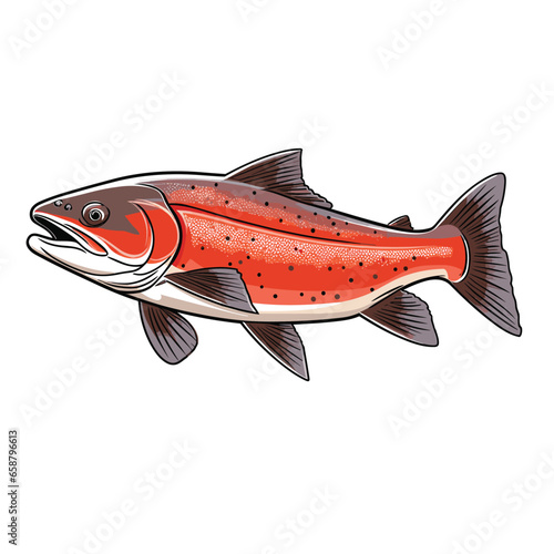 Hand Drawn Flat Color Arctic Char Fish Illustration