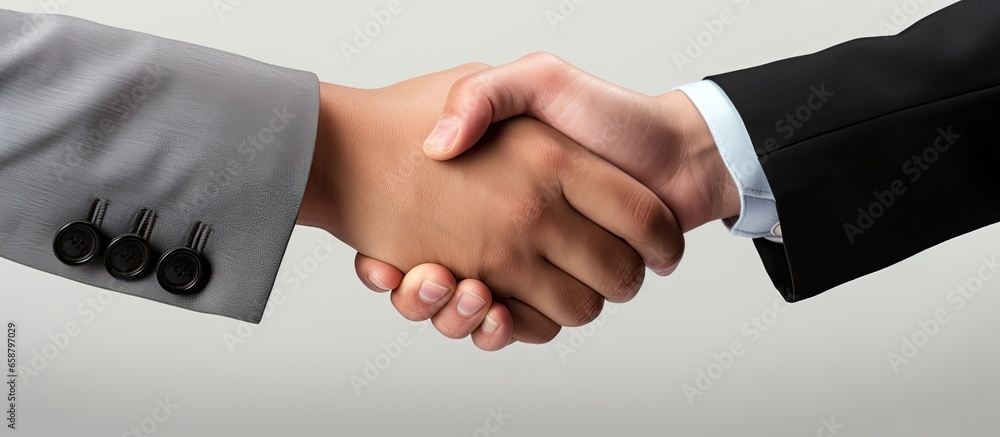 Obraz premium Business people exchanging a greeting with a handshake With copyspace for text