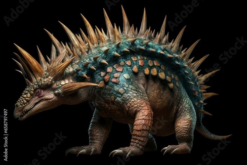 a dinosaur with spikes on its back. Generative AI © Abigail